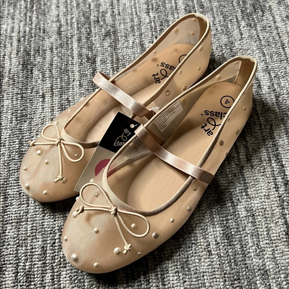 Art Class - Girl’s Fleur Mesh Pearl Ballet Flats Size 4 - Picture 8 of 8
